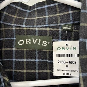 Orvis Gray and Blue Plaid Shirt